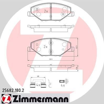 Zimmermann 25682.180.2 комплект тормозных колодок, дисковый тормоз на SKODA RAPID Spaceback (NH1)