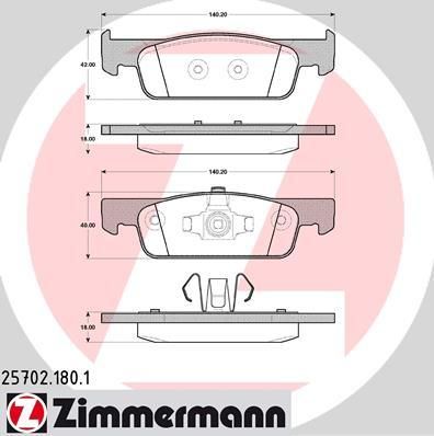 Zimmermann 25702.180.1 комплект тормозных колодок, дисковый тормоз на DACIA LOGAN II