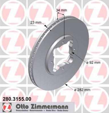 Zimmermann 280.3155.00 тормозной диск на ROVER 600 (RH)