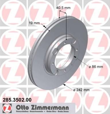 Zimmermann 285.3502.00 тормозной диск на HYUNDAI ACCENT I (X-3)