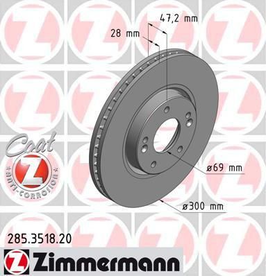 ZIMMERMANN Торм.диск пер.[300x28] 5 отв.[min2] (285.3518.20)