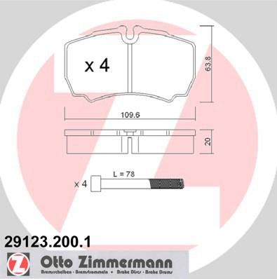 Zimmermann 29123.200.1 комплект тормозных колодок, дисковый тормоз на IVECO DAILY V c бортовой платформой/ходовая часть