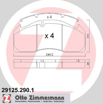 Zimmermann 29125.290.1 комплект тормозных колодок, дисковый тормоз на VOLVO FH 16