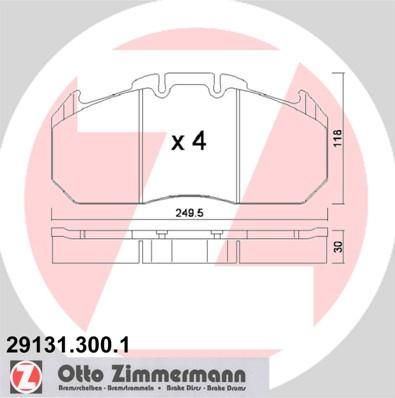 Zimmermann 29131.300.1 комплект тормозных колодок, дисковый тормоз на MAN TGA