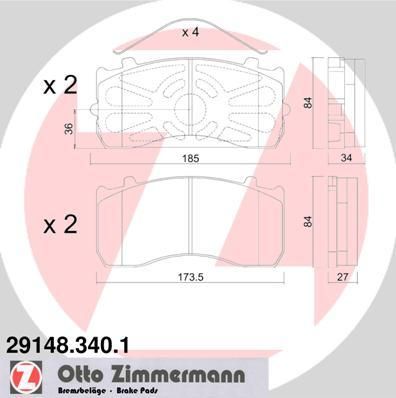 Zimmermann 29148.340.1 комплект тормозных колодок, дисковый тормоз на MERCEDES-BENZ ATEGO