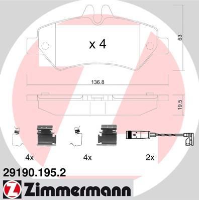 Zimmermann 29190.195.2 комплект тормозных колодок, дисковый тормоз на MERCEDES-BENZ SPRINTER 3,5-t c бортовой платформой/ходовая часть (906)