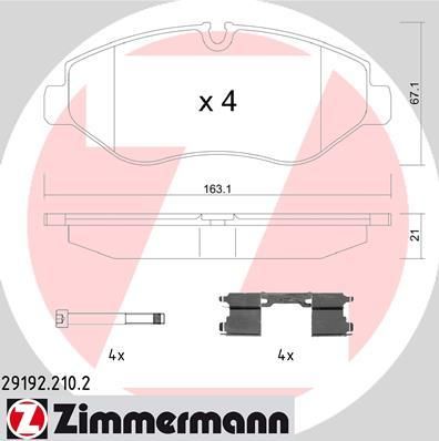 ZIMMERMANN Колодки торм.пер. MB Sprinter 3,5-t, VW Crafter 06> (29192.210.2)