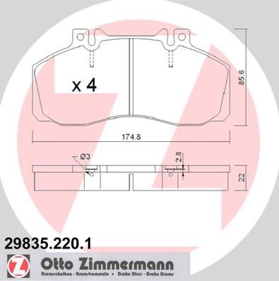 Zimmermann 29835.220.1 комплект тормозных колодок, дисковый тормоз на MERCEDES-BENZ T2/LN1 фургон/универсал