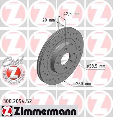 ZIMMERMANN (ЗАМЕНА ДЛЯ 300209450) ДИСК ТОРМ LADA 2110 14 F 00-09 (300209452)