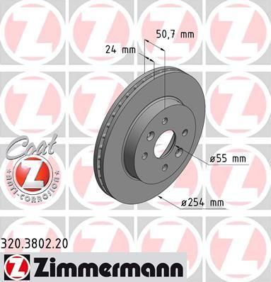 Zimmermann 320.3802.20 тормозной диск на KIA RIO универсал (DC)