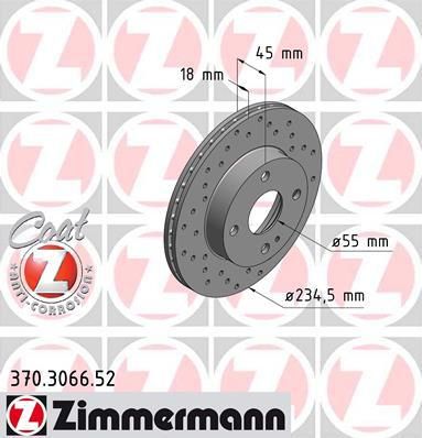 Zimmermann 370.3066.52 тормозной диск на MAZDA 323 C IV (BG)