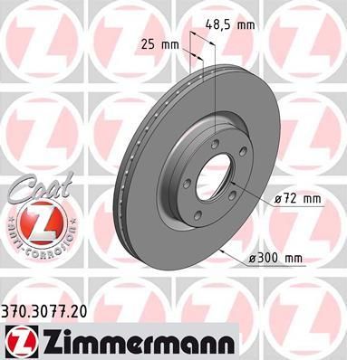 Zimmermann 370.3077.20 тормозной диск на MAZDA 3 седан (BL)