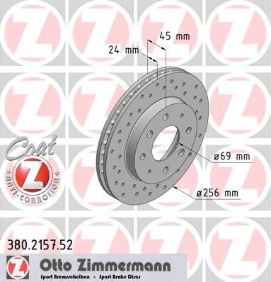 ZIMMERMANN ДИСК ТОРМ BS MITSUBISHI/VOLVO SPORT Coat Z (380215752)