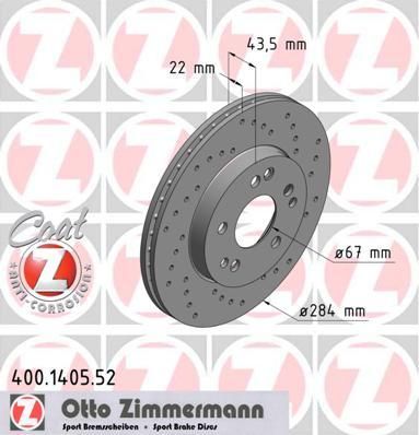 Zimmermann 400.1405.52 тормозной диск на MERCEDES-BENZ 190 (W201)