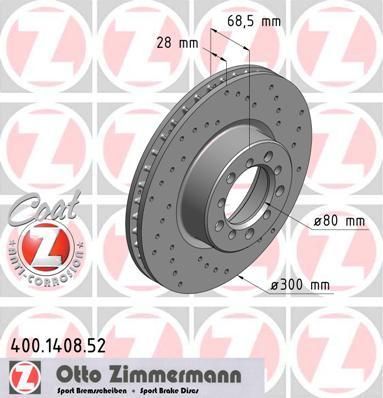 Zimmermann 400.1408.52 тормозной диск на MERCEDES-BENZ S-CLASS (W126)