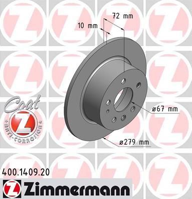 Zimmermann 400.1409.20 тормозной диск на MERCEDES-BENZ S-CLASS (W126)