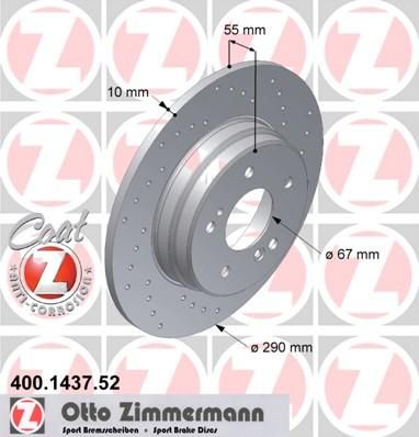 ZIMMERMANN ДИСК ТОРМ MER W 210 280-430, CLK 320 R 01/02->> (400.1437.52)