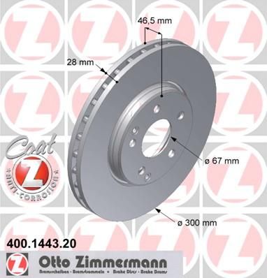 Zimmermann 400.1443.20 тормозной диск на MERCEDES-BENZ C-CLASS (W203)