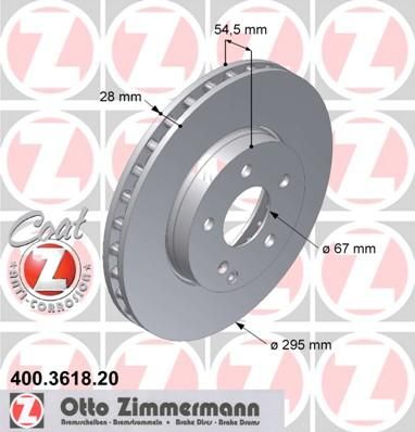 ZIMMERMANN ТОРМОЗНОЙ ДИСК MERCEDES W211 295*28 F (400.3618.00) (400361820)