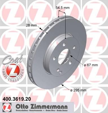 Zimmermann 400.3619.20 тормозной диск на MERCEDES-BENZ E-CLASS (W211)