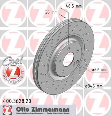 Zimmermann 400.3628.20 тормозной диск на MERCEDES-BENZ C-CLASS купе (CL203)