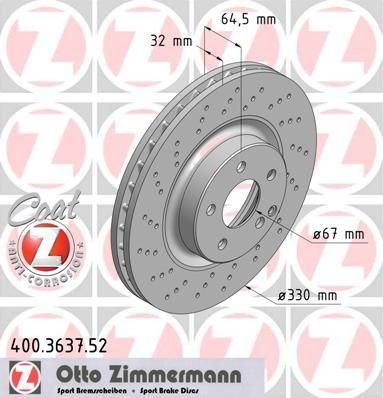 ZIMMERMANN Торм.диск пер.[330x32] 5 отв.[min2] (400.3637.52)