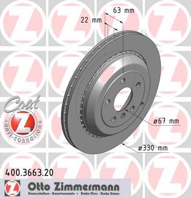 ZIMMERMANN ДИСК ТОРМ MER X164/W164/W251 R 05/07->> (400366320)