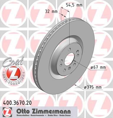 Zimmermann 400.3670.20 тормозной диск на MERCEDES-BENZ M-CLASS (W164)