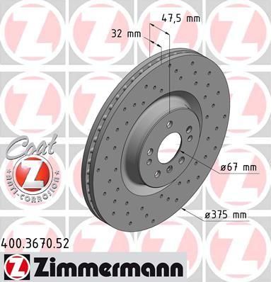 Zimmermann 400.3670.52 тормозной диск на MERCEDES-BENZ M-CLASS (W164)