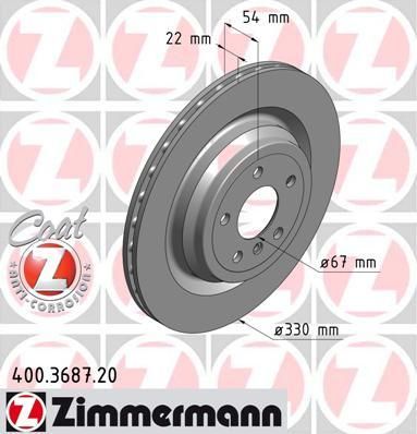 Zimmermann 400.3687.20 тормозной диск на MERCEDES-BENZ GLE (W166)