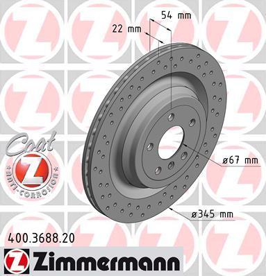 Zimmermann 400.3688.20 тормозной диск на MERCEDES-BENZ GL-CLASS (X166)
