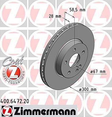 ZIMMERMANN Диск тормозной передний Mercedes VITO/VIANO >03 (400647220)