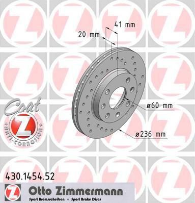 Zimmermann 430.1454.52 тормозной диск на OPEL KADETT E Combo (38_, 48_)