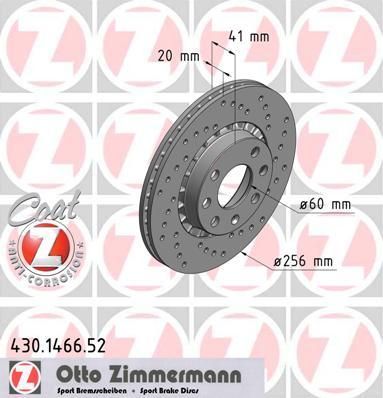 Zimmermann 430.1466.52 тормозной диск на OPEL VECTRA A (86_, 87_)