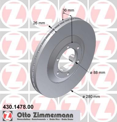 Zimmermann 430.1478.00 тормозной диск на OPEL FRONTERA B (6B_)