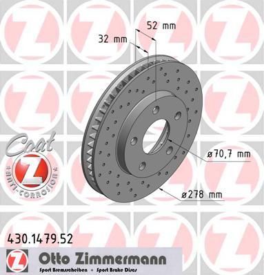 Zimmermann 430.1479.52 тормозной диск на PONTIAC TRANS SPORT