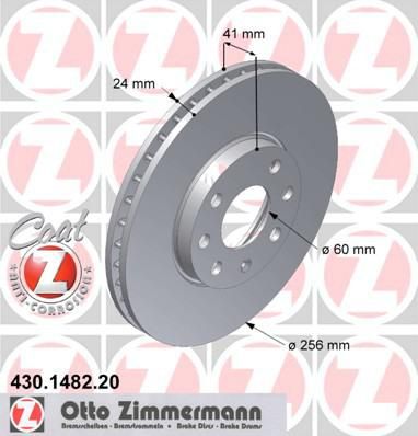 Zimmermann 430.1482.20 тормозной диск на OPEL ASTRA G универсал (F35_)