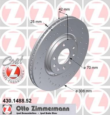 ZIMMERMANN ДИСК ТОРМ BS OPEL ASTRA G/H/ZAFIRA/MERIVA SPORT Coat Z (430148852)