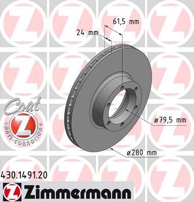 Zimmermann 430.1491.20 тормозной диск на NISSAN INTERSTAR c бортовой платформой/ходовая часть