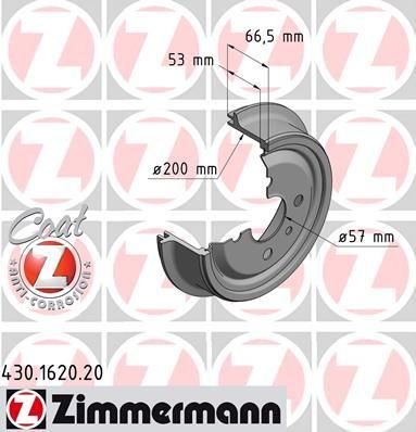 Zimmermann 430.1620.20 тормозной барабан на OPEL VECTRA A (86_, 87_)