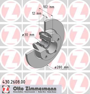 Zimmermann 430.2608.00 тормозной диск на OPEL VIVARO фургон (F7)