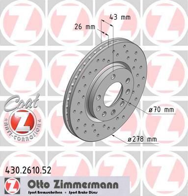 Zimmermann 430.2610.52 тормозной диск на OPEL CORSA D