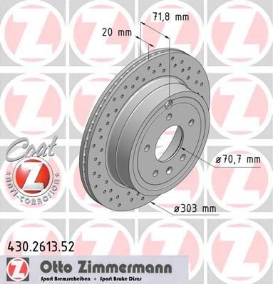 Zimmermann 430.2613.52 тормозной диск на CHEVROLET CAPTIVA (C100, C140)