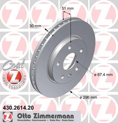 ZIMMERMANN ДИСК ТОРМ OPL INSIGNIA 1.6/1.8/2.0 CDTI F 08/09->> (430261420)