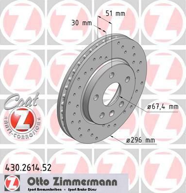 Zimmermann 430.2614.52 тормозной диск на OPEL INSIGNIA седан