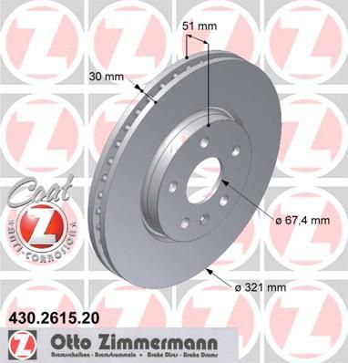 ZIMMERMANN Торм.диск пер.[321x30] 5 отв.[min2] (430.2615.20)