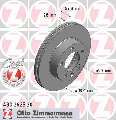 Zimmermann 430.2625.20 тормозной диск на OPEL MOVANO B фургон