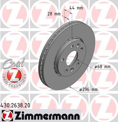 Zimmermann 430.2638.20 тормозной диск на OPEL VIVARO Combi