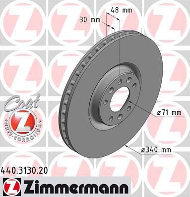 ZIMMERMANN Диск тор. пер. Citroen C5 09> заказ не менее 2 единиц (440.3130.20)