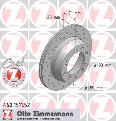 Zimmermann 460.1511.52 тормозной диск на PORSCHE 928